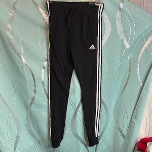 Adidas Womens Black Sweatpants with White Stripes